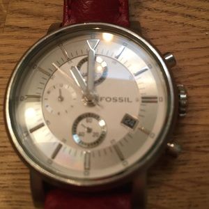 Red Fossil watch